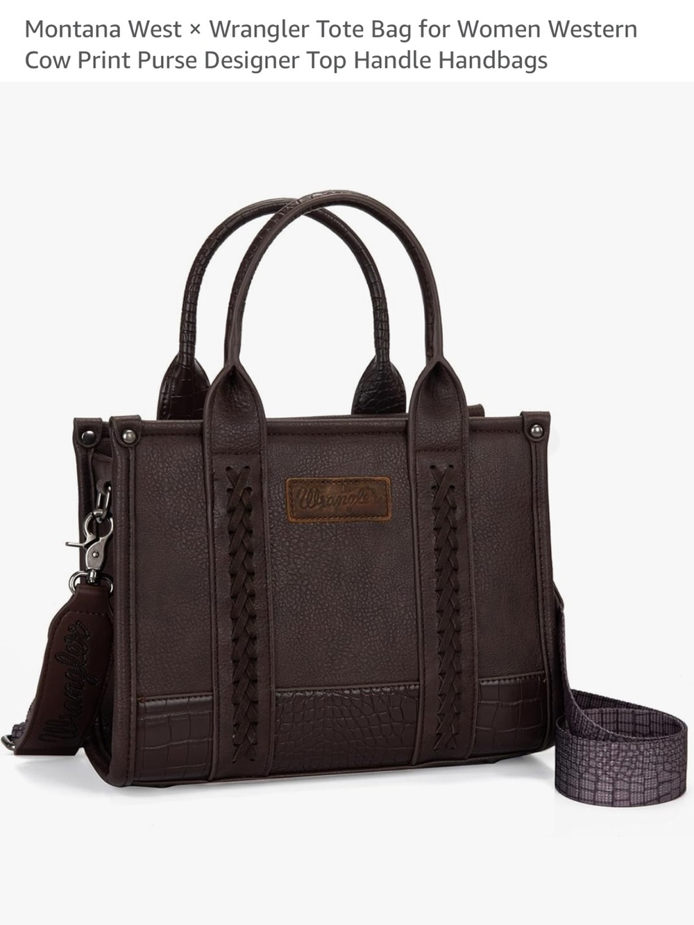 Wrangler coffee Western Tote with Top Handles